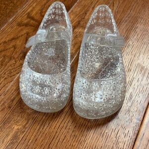 Old Navy Toddler Girl Mary Jane Jellies Clear w/ Silver Glitter Size 8